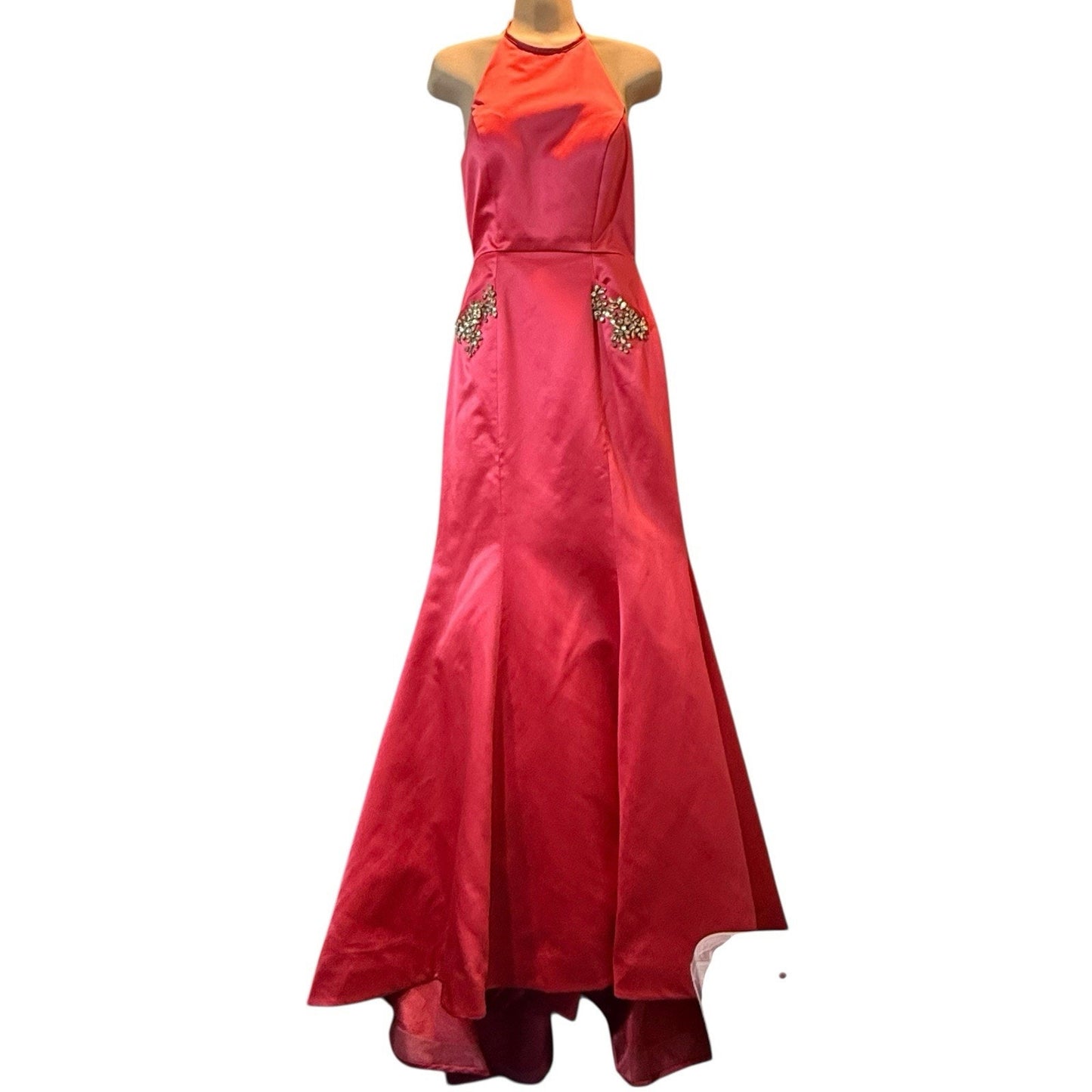 Sherri Hill Size 6 Pink Satin Two-Piece Mermaid Formal Gown Beaded Prom Dress Women's