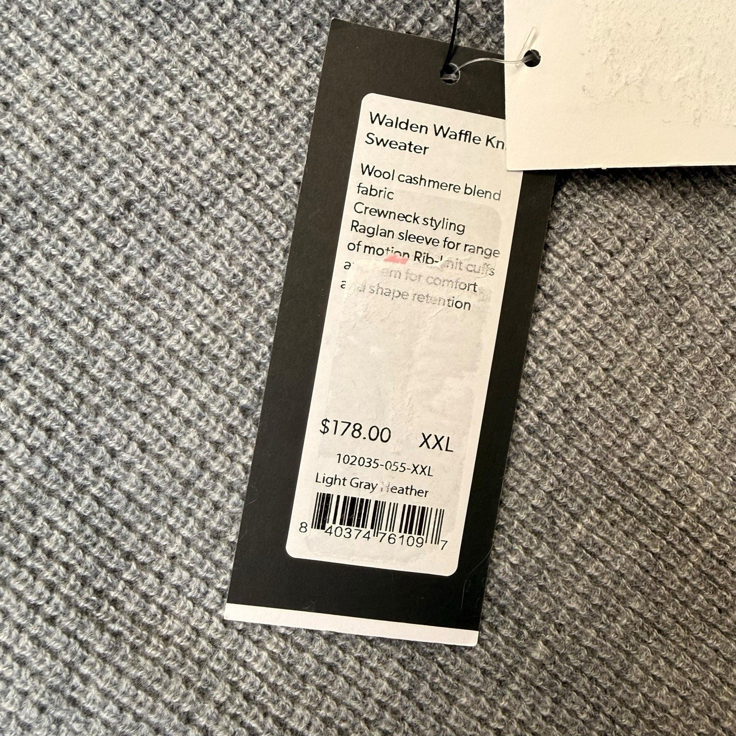 Men's Rhone Walden Waffle Knit Sweater XXL NWT Wool Cashmere Gray $178