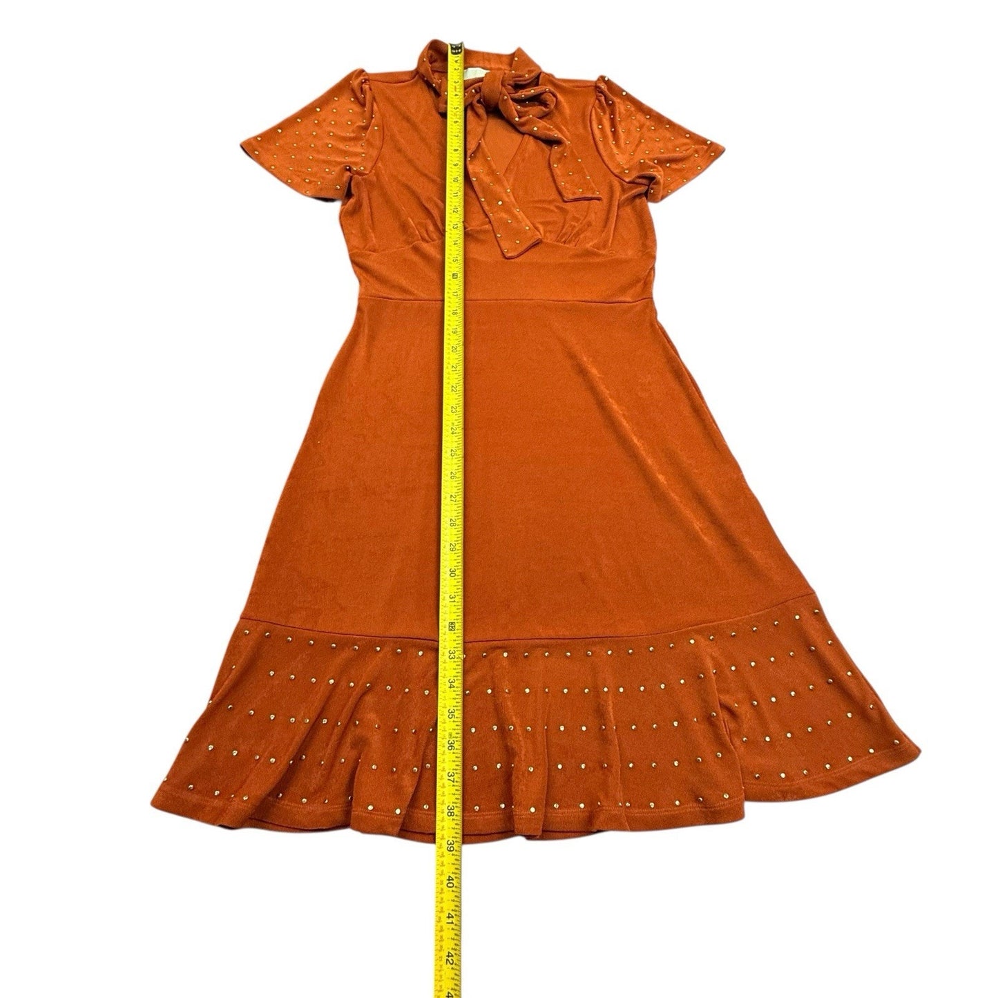 Michael Kors Orange Studded Ruffle Dress Size S Women's