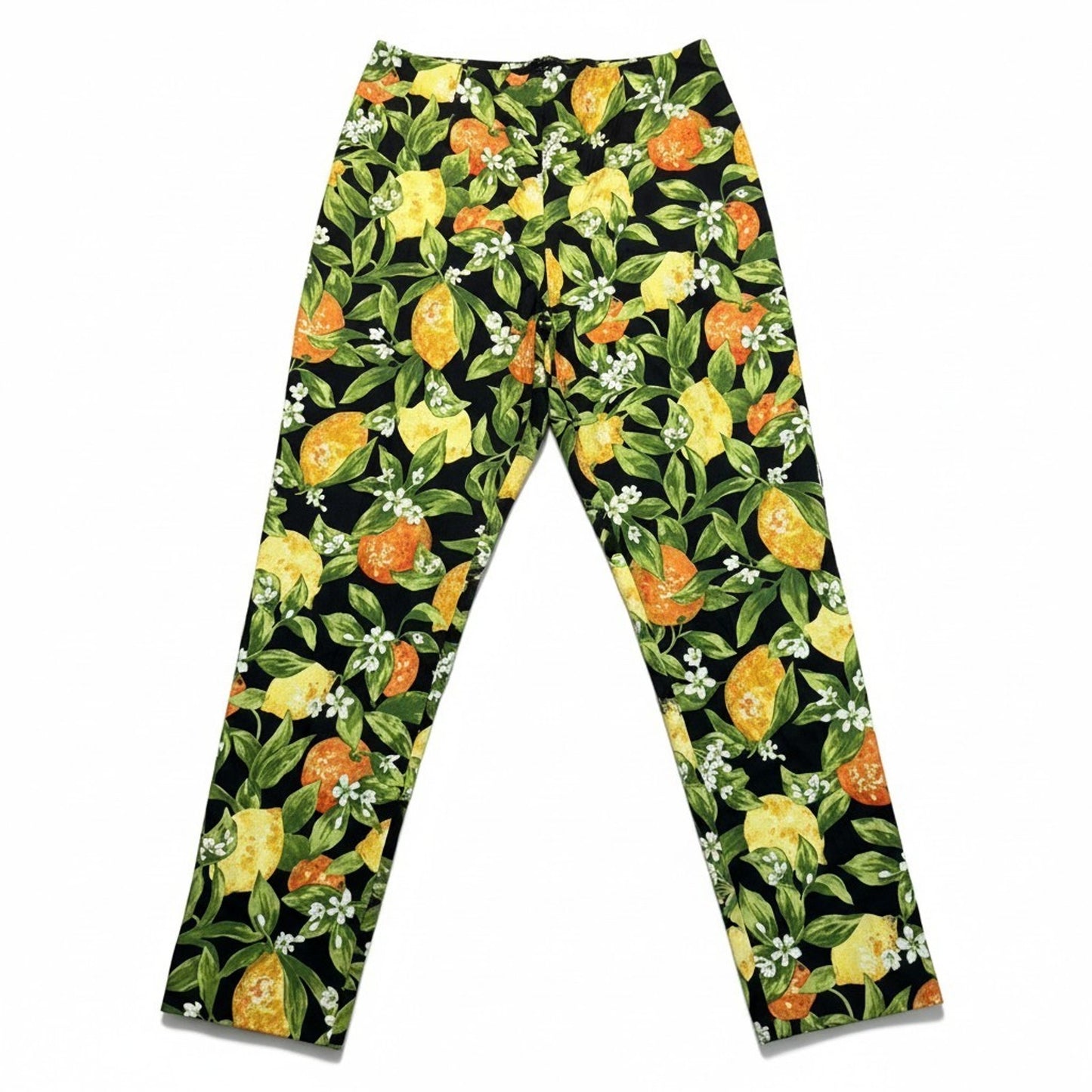 Talbots Petites Lemon Print Pants Women's 4P NWT Cotton Stretch Y2K Cotton Blend