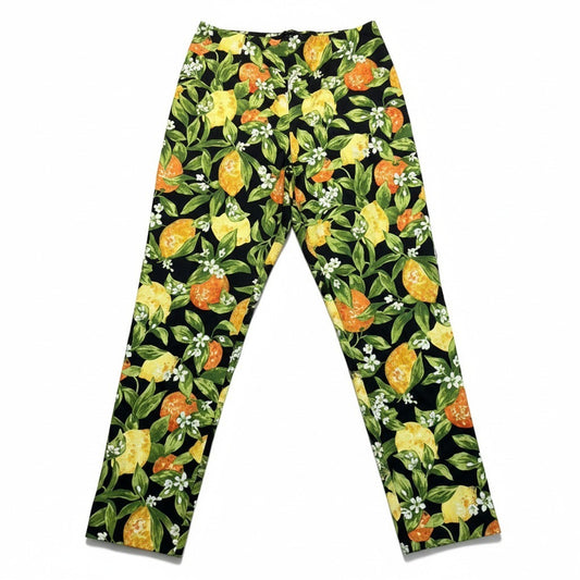 Talbots Petites Lemon Print Pants Women's 4P NWT Cotton Stretch Y2K Cotton Blend