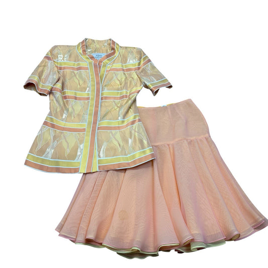 Vintage 60s Victor Costa Nathree Plaid Jacket Skirt Set Pastel Mod 4 Women's