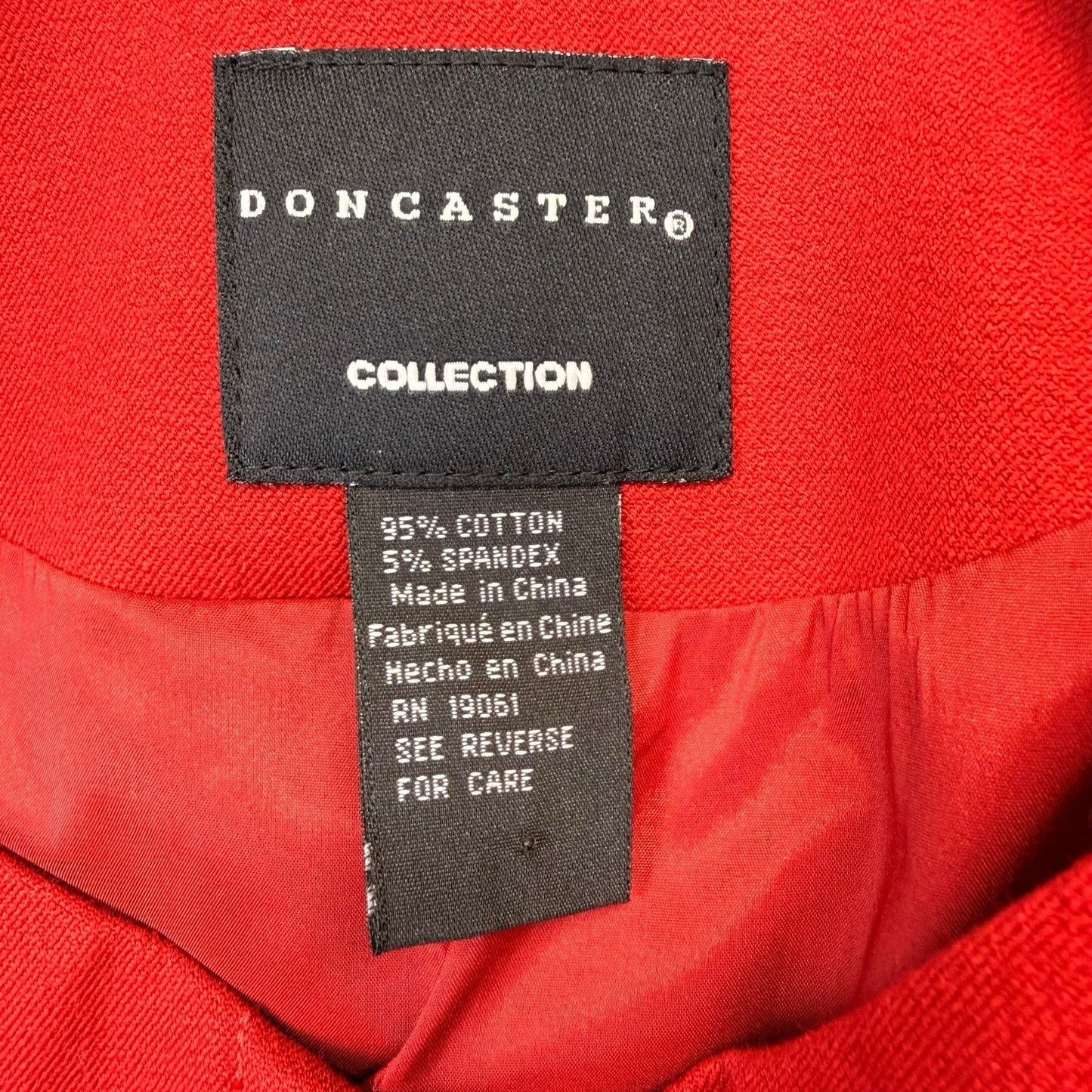 Doncaster Women’s 2P Petite Red Cotton Spandex Jacket & Pants Suit Set
