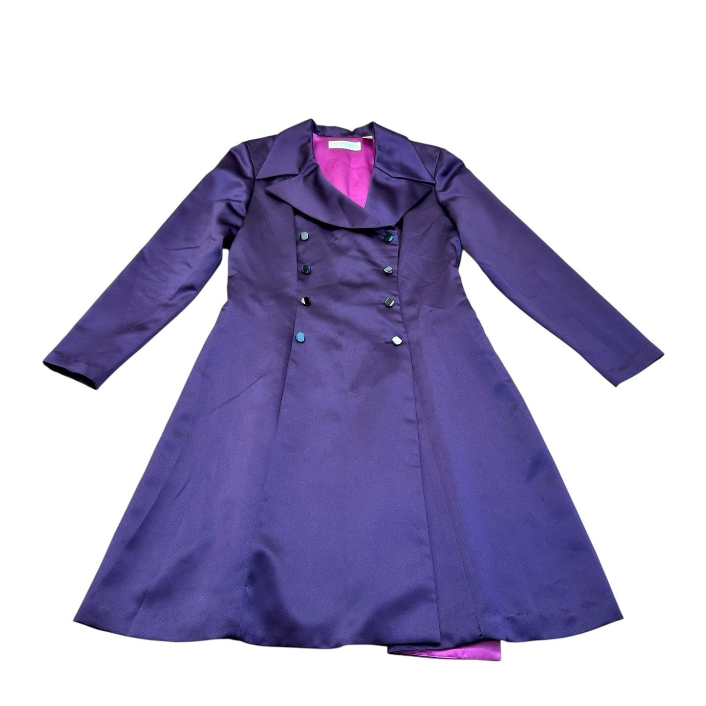 Dana Buchman Purple Trench Dress Women's Size 12 Button Front Lined