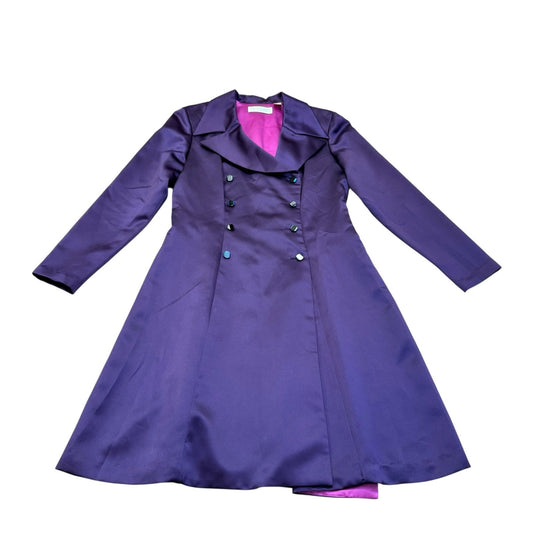 Dana Buchman Purple Trench Dress Women's Size 12 Button Front Lined