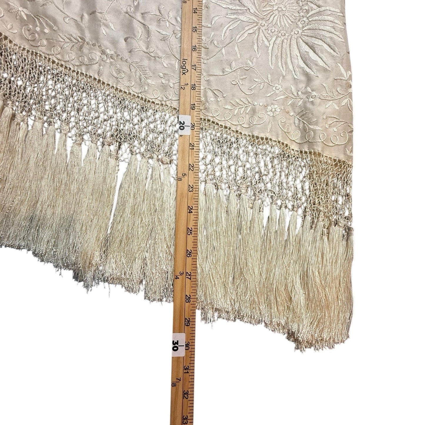 Vintage Collection Women’s Lace Fringe Blouse & Matching Scarf Cream Size M