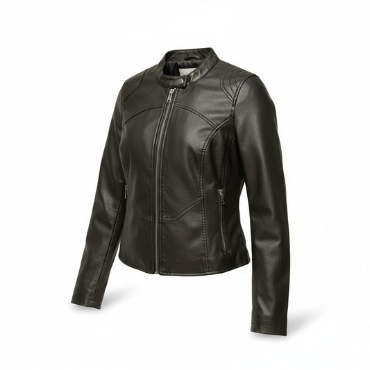 Spanx Faux Leather Moto Jacket Women’s Size M Black Zip Front NWT