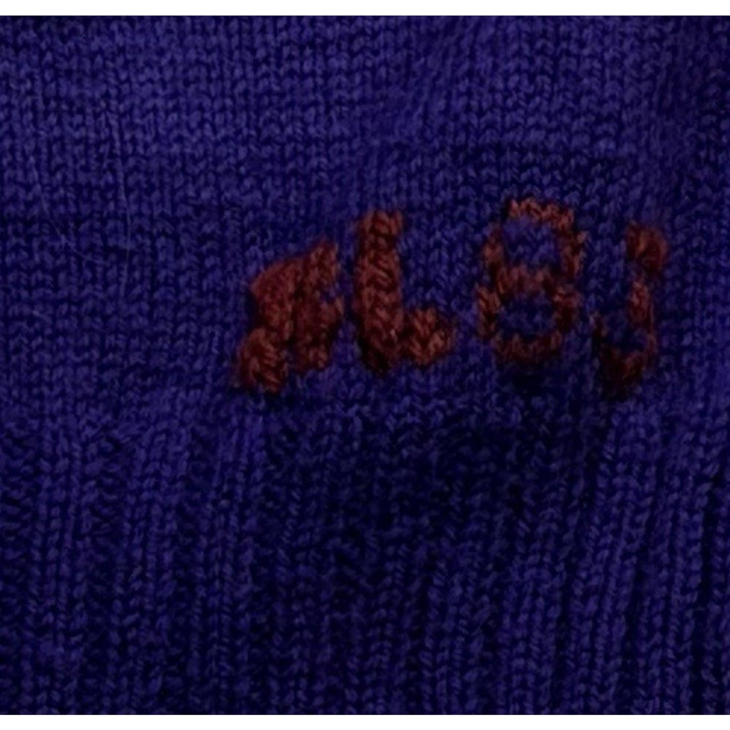Vintage Ralph Lauren Hand Knit Wool Women's Sweater RL83 Ski Snow Scene Purple M UK Made