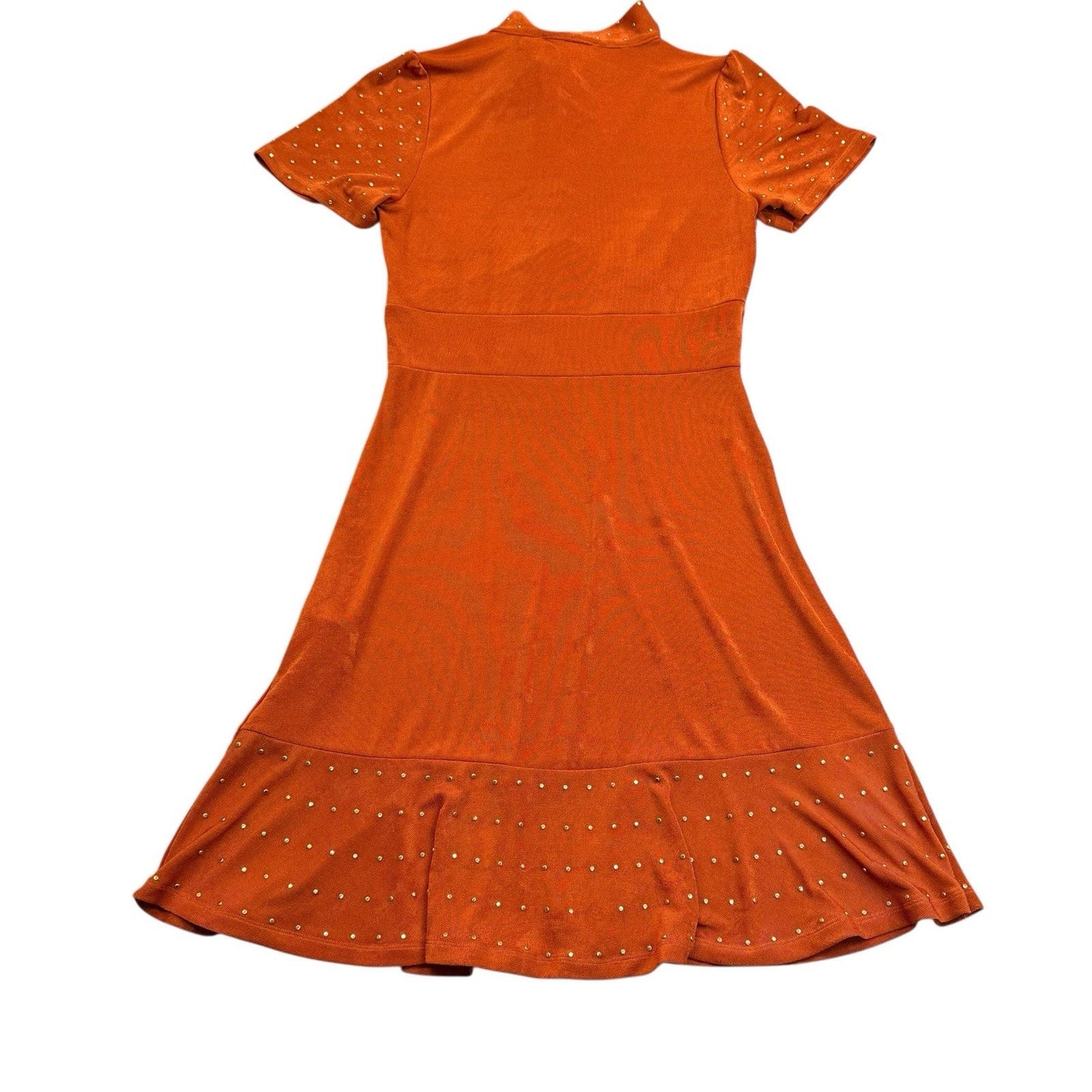Michael Kors Orange Studded Ruffle Dress Size S Women's