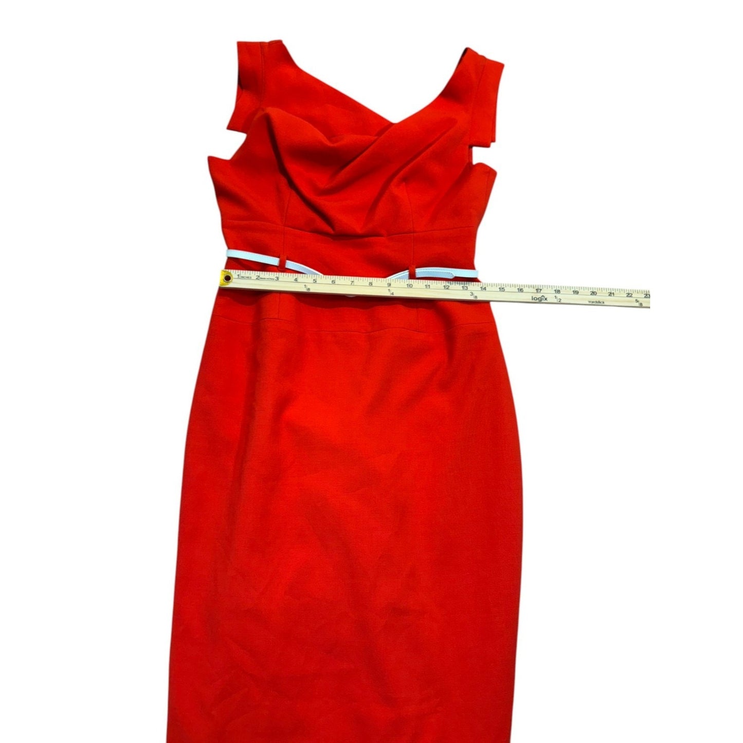 NEW Black Halo Women’s Red Cap Sleeve Belted Pencil Dress Size 10 Business