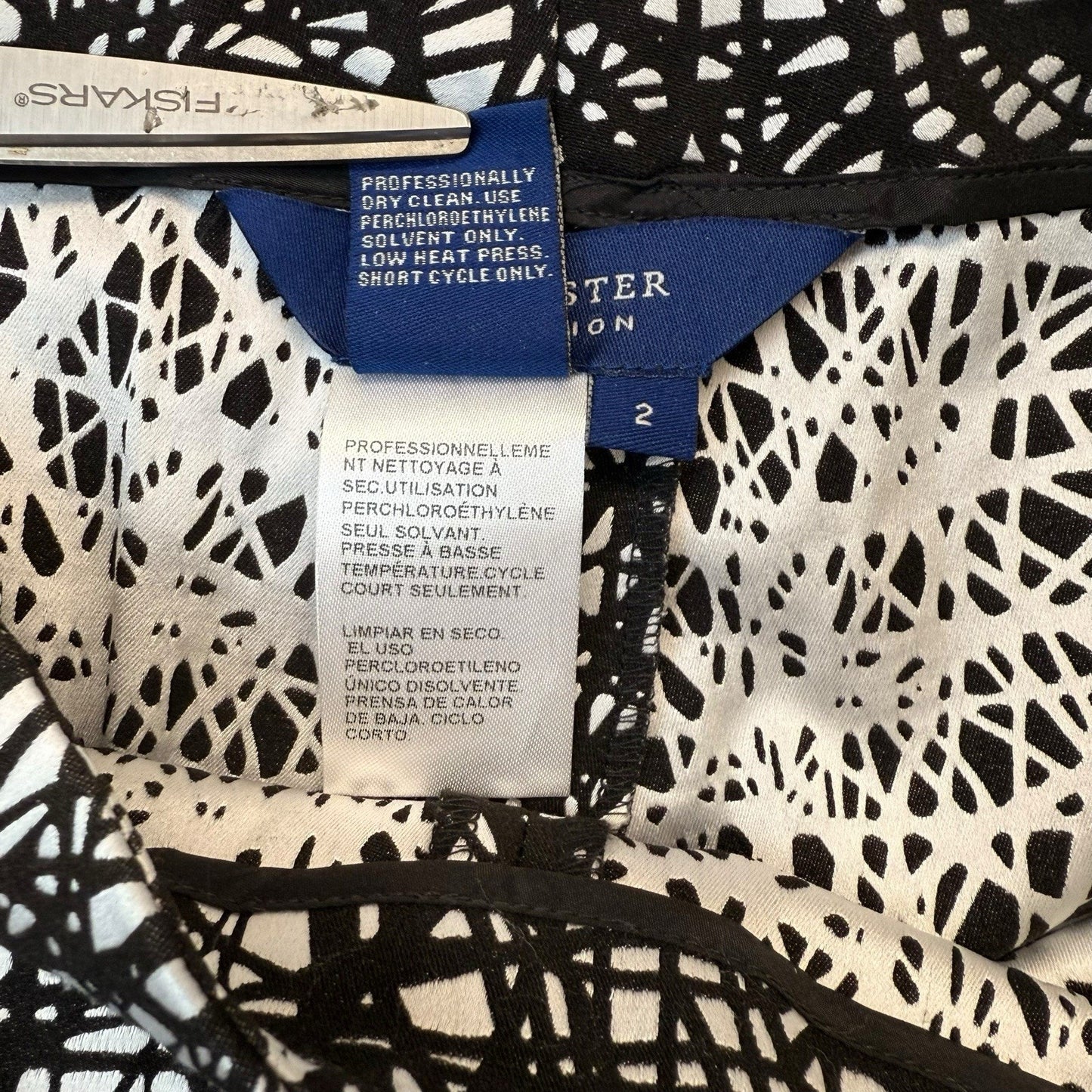 VTG Doncaster Collection Printed Dress Pants Women’s Sz 2 Stretch Black White
