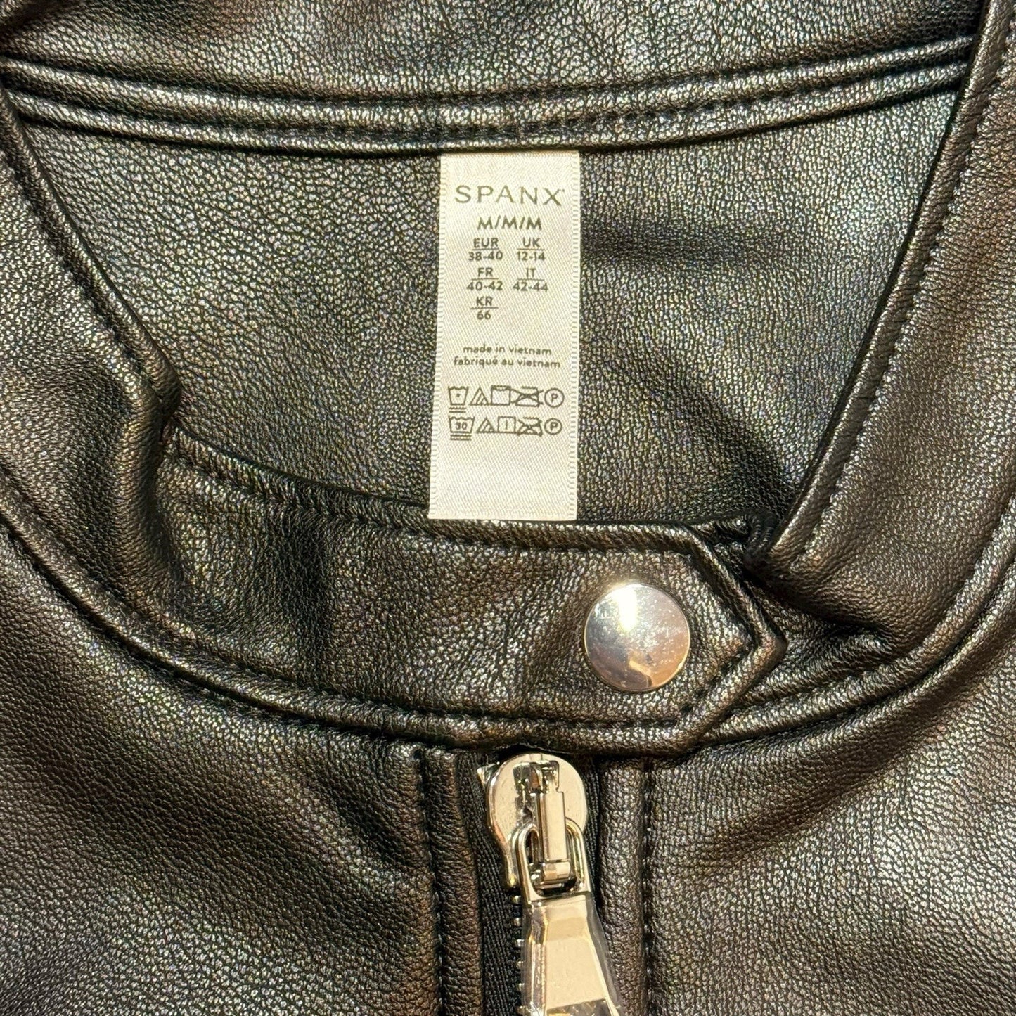 Spanx Faux Leather Moto Jacket Women’s Size M Black Zip Front NWT