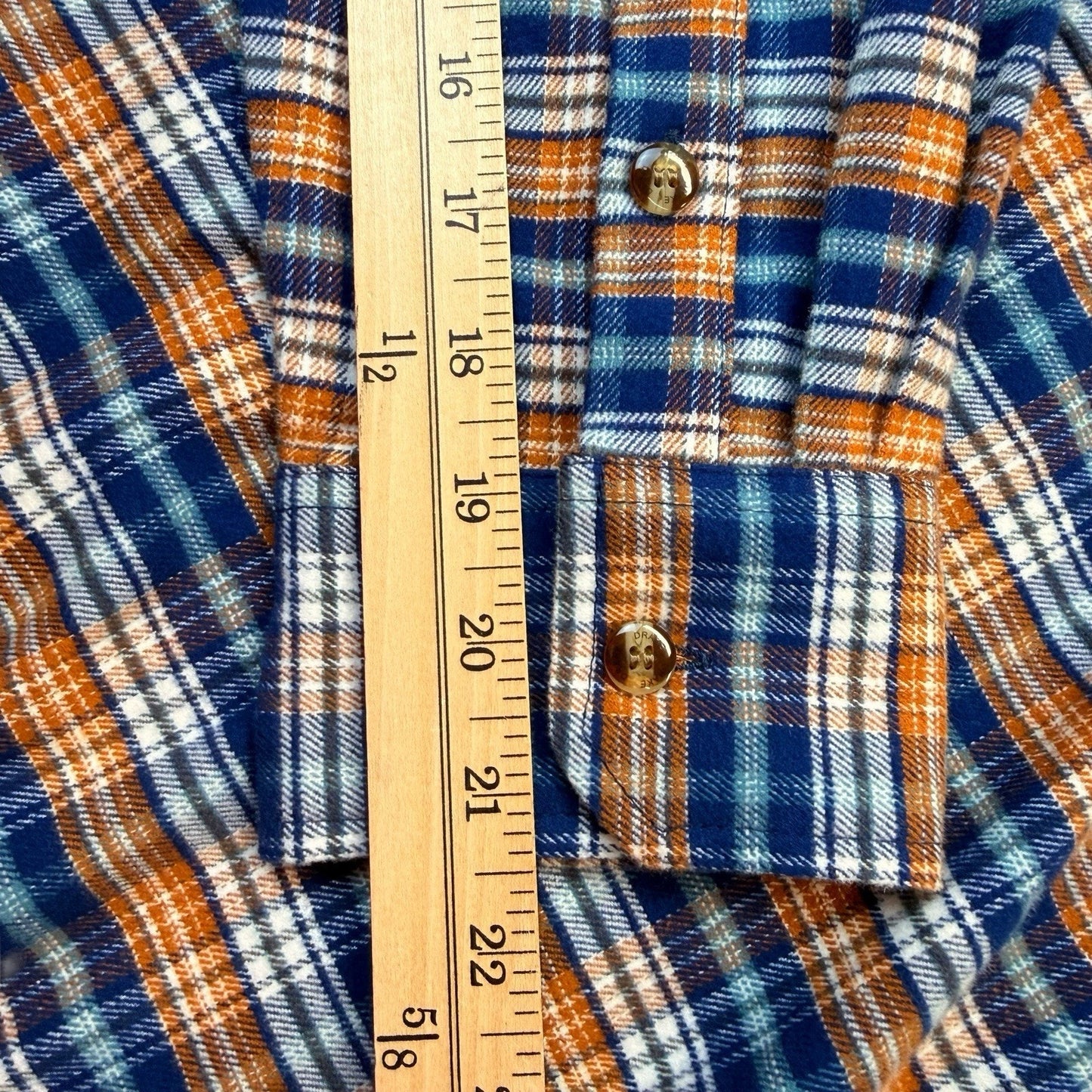 Drake Waterfowl Men’s Flannel Shirt NWT Plaid Blue Orange Medium Large Button Down