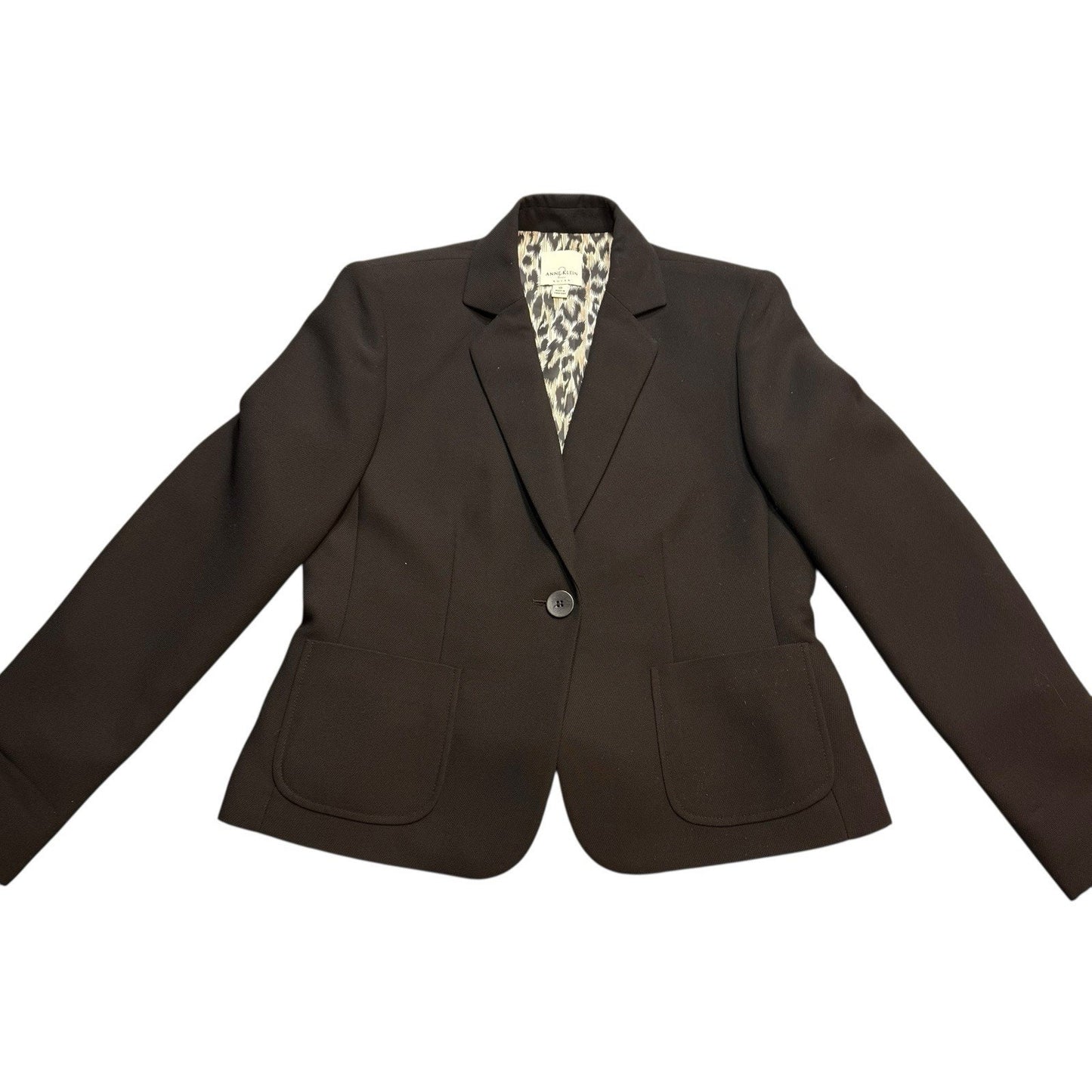 Anne Klein Women’s Brown Skirt Suit, Set Size 10 Blazer & Skirt Lined Leopard