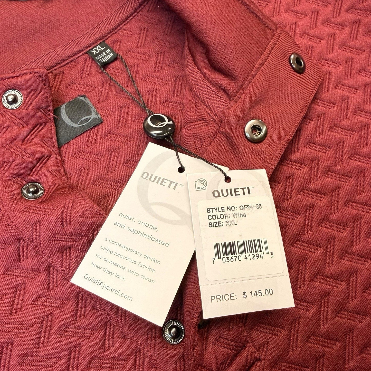 Quieti Men’s Textured Pullover NWT Wine Stretch 1/4 Snap $145 Size XL & 2XL Jackets