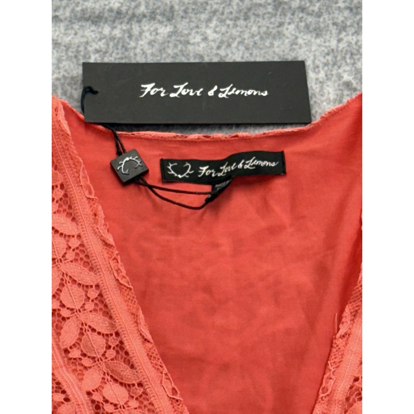 $246 For Love & Lemons Lyla Lace Coral Cocktail Dress Size Small NWT Women's