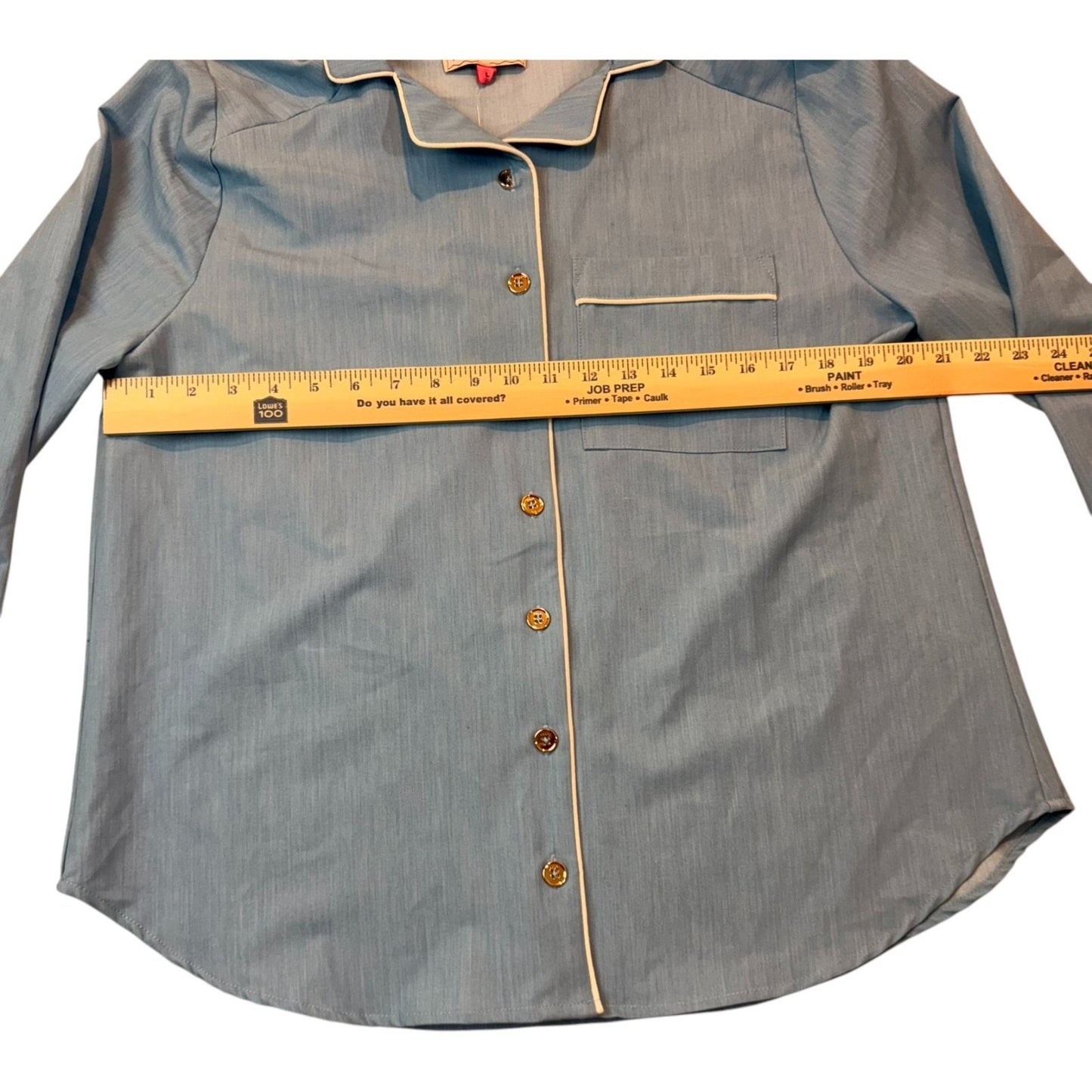 NEW Buru Women's Size Large Blue Modern Casual Loungewear Long-Sleeve Blouse