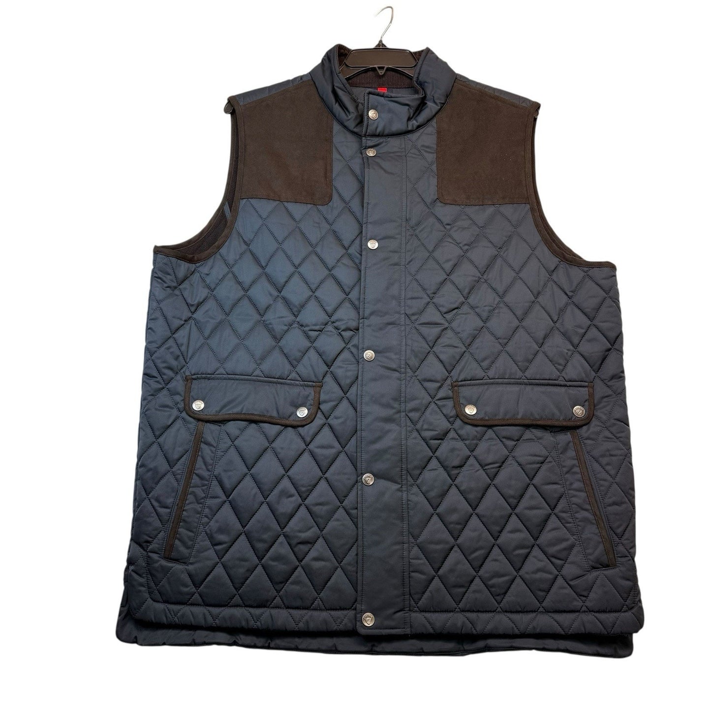 Cremieux Quilted Vest Men’s Big Tall NWT Navy Faux Leather $215