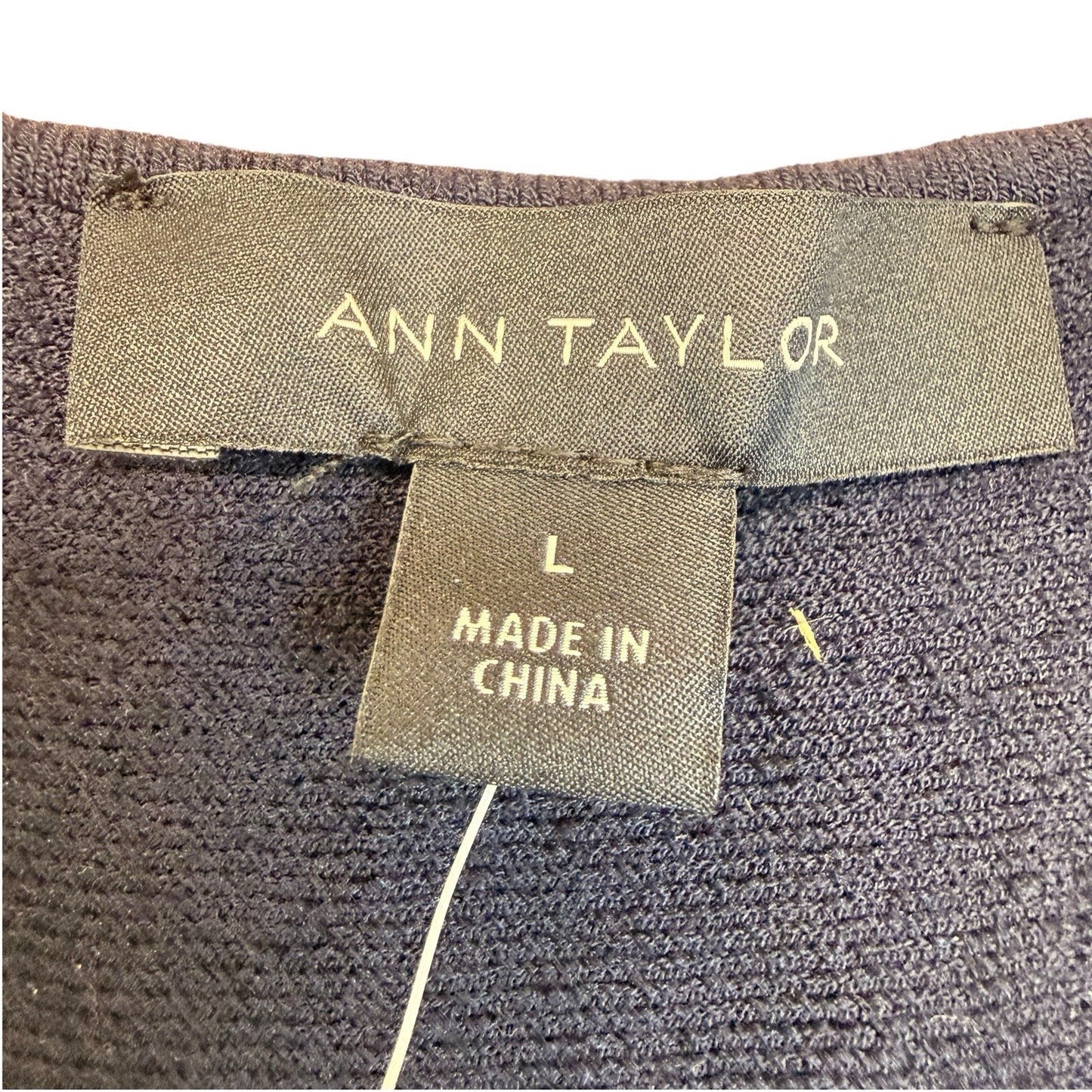 Ann Taylor Navy Knit Peplum Top & Skirt Set Women’s Size L Textured