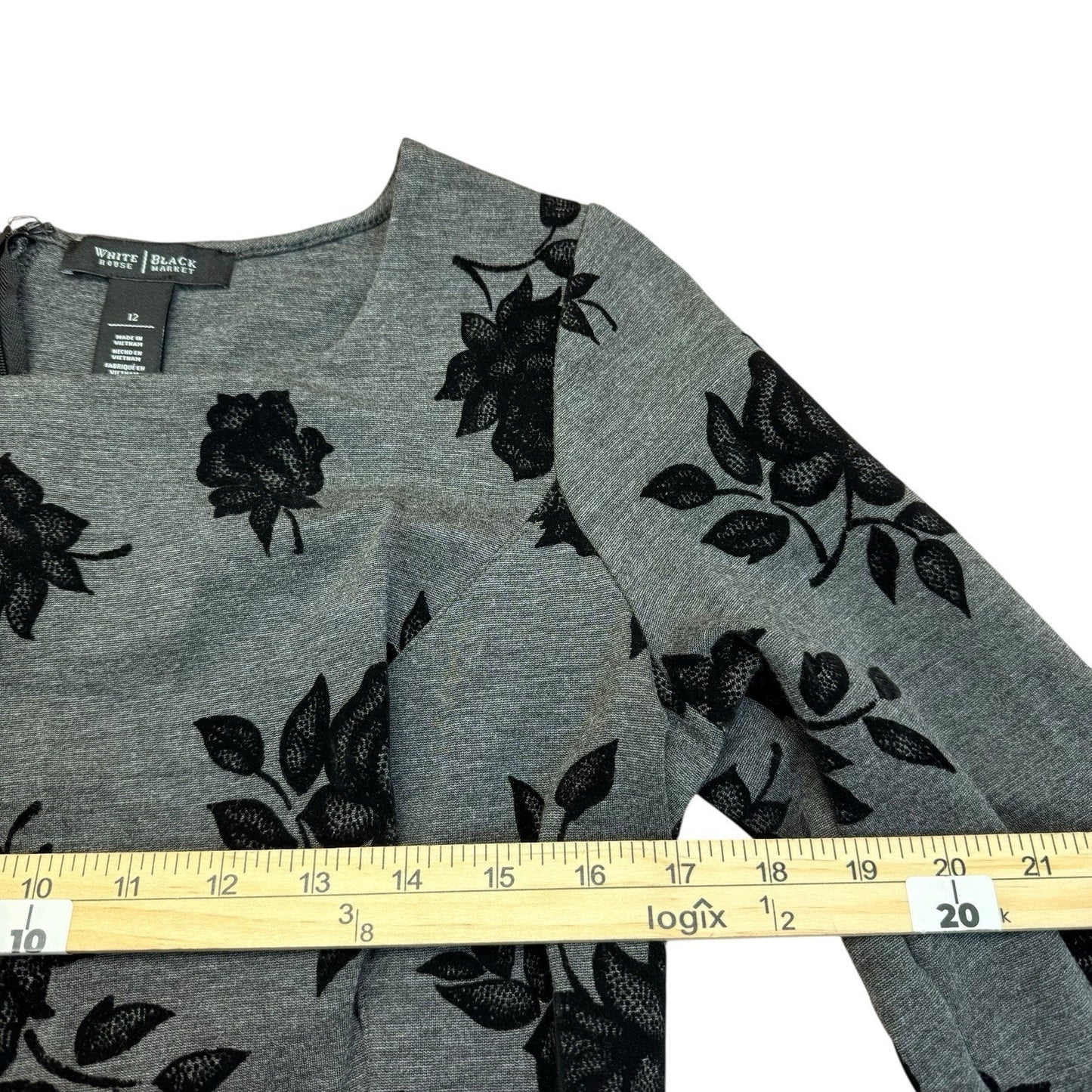 White House Black Market 2-Piece Suit, Set Gray Black Women's Size 12 Skirt 14