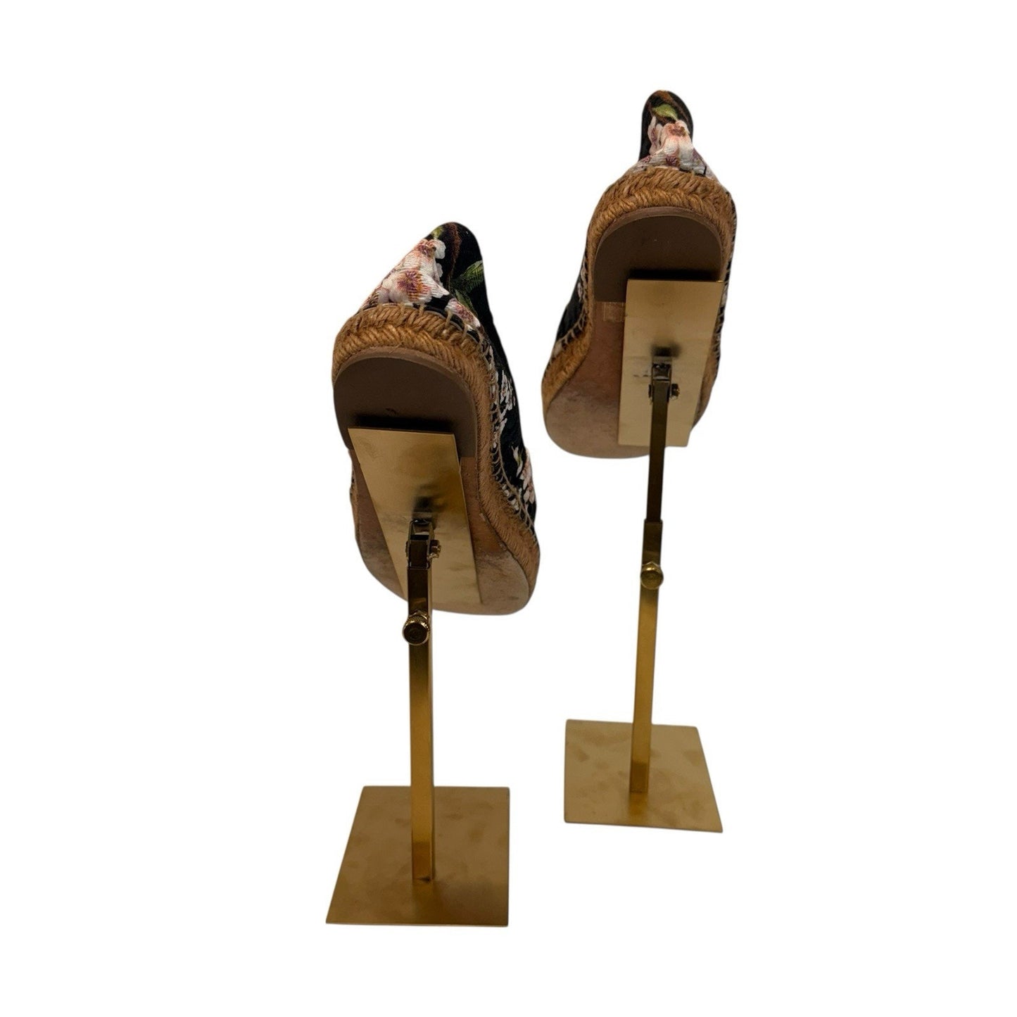 Dolce & Gabbana Floral Espadrille Flats/Shoes Black Canvas Leather Sole Women’s 6