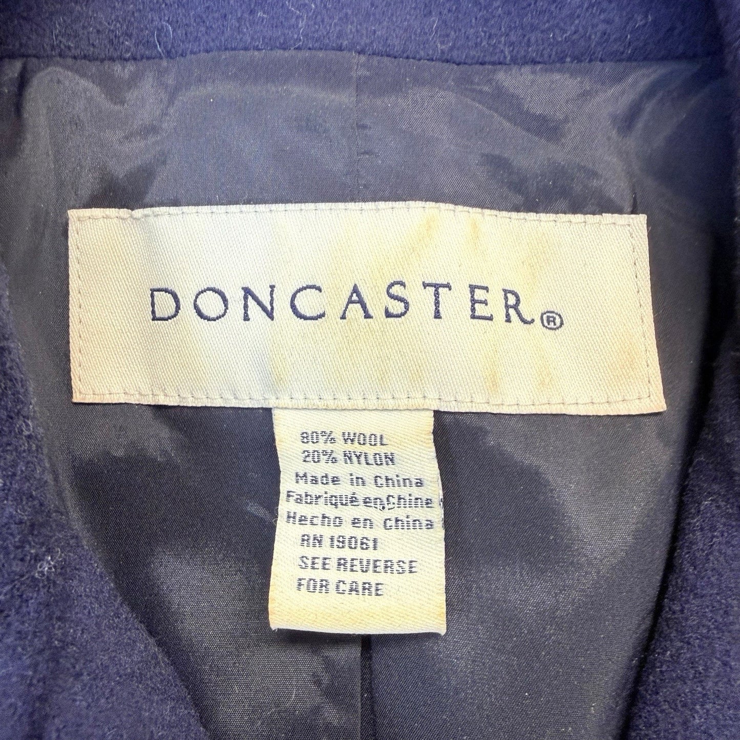 Doncaster Navy Wool Jacket Small Peplum Bow Blazer Women's