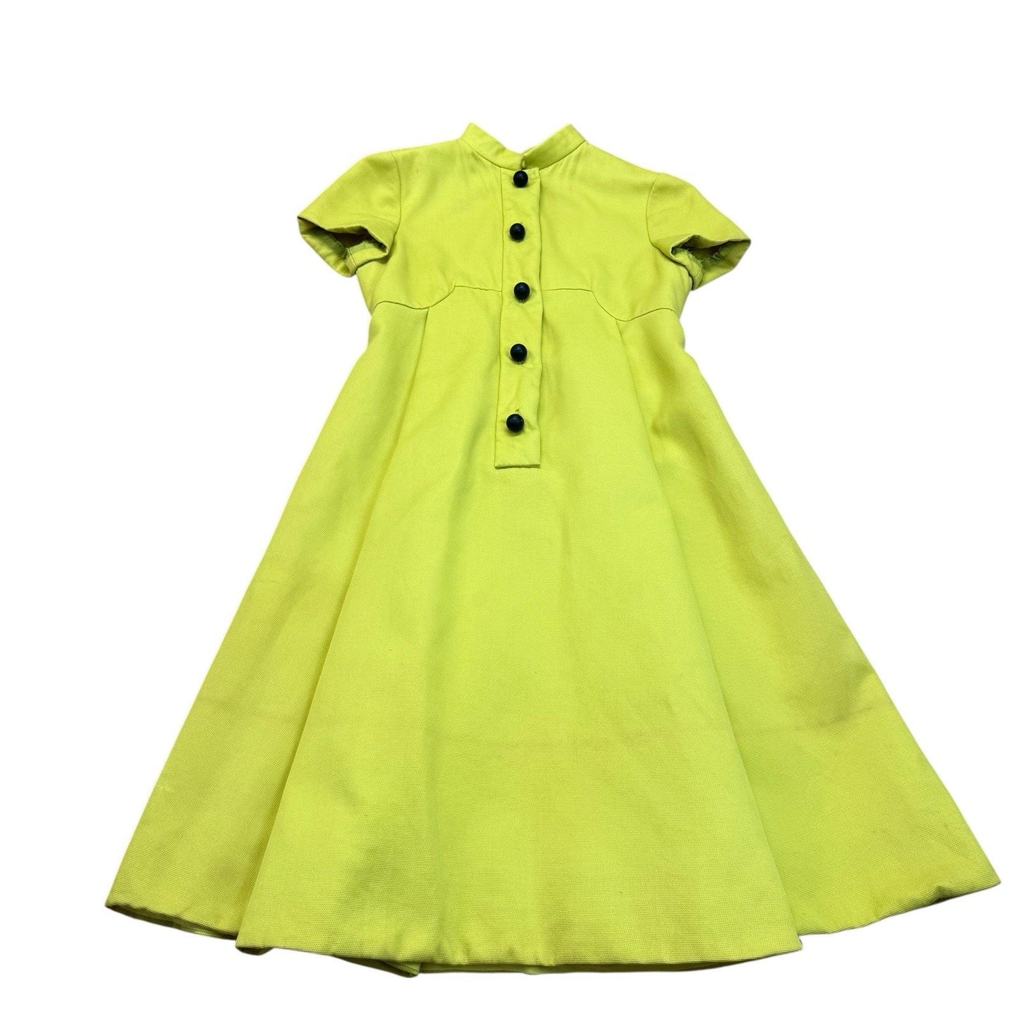 Vintage Teal Traina Chartreuse A-Line Dress Short Sleeve Mod 60s Women's