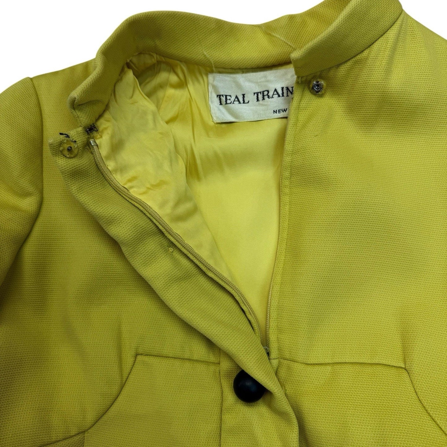 Vintage Teal Traina Chartreuse A-Line Dress Short Sleeve Mod 60s Women's