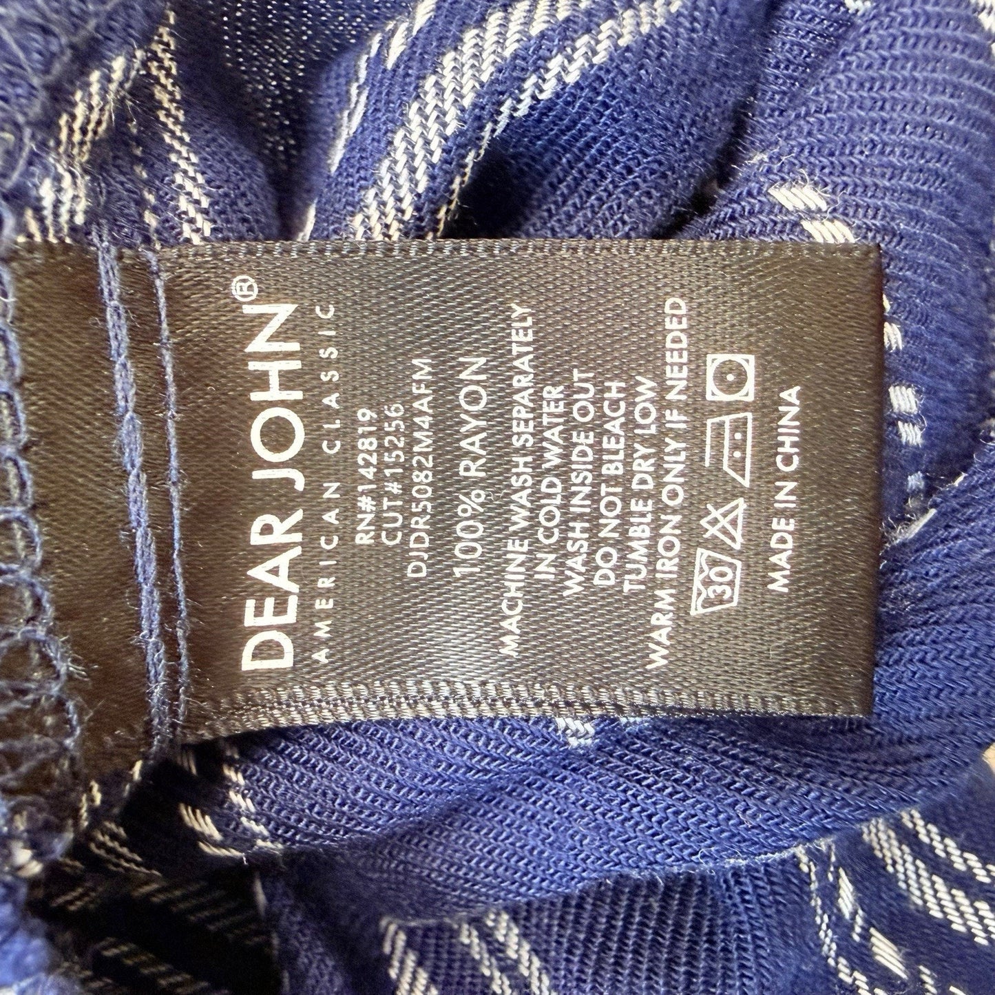 Dear John Blue Striped Shirt Dress Large 100% Rayon Button Front NWT Women's