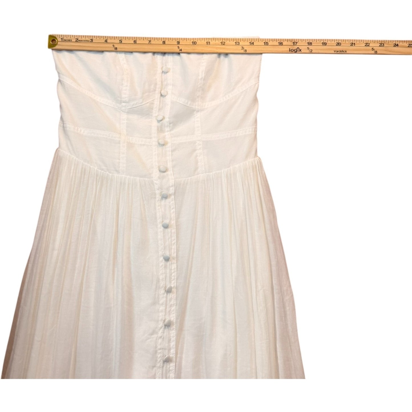 NEW P. Cill Women's Size Small Off White Strapless Maxi Button-Down Tiered Dress