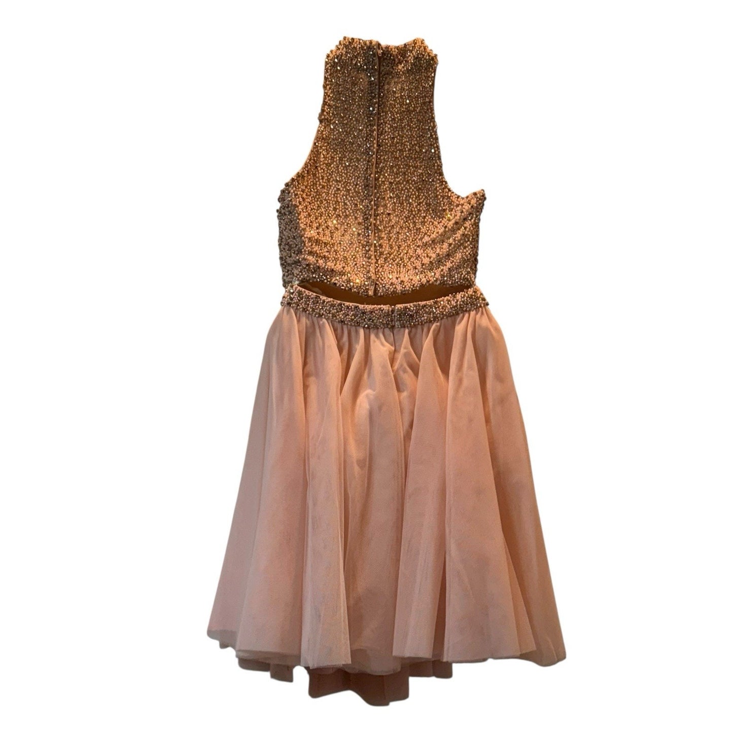 Sherri Hill Size 6 Pink Beaded Two Piece Formal Dress Halter Top A-Line Skirt Women's