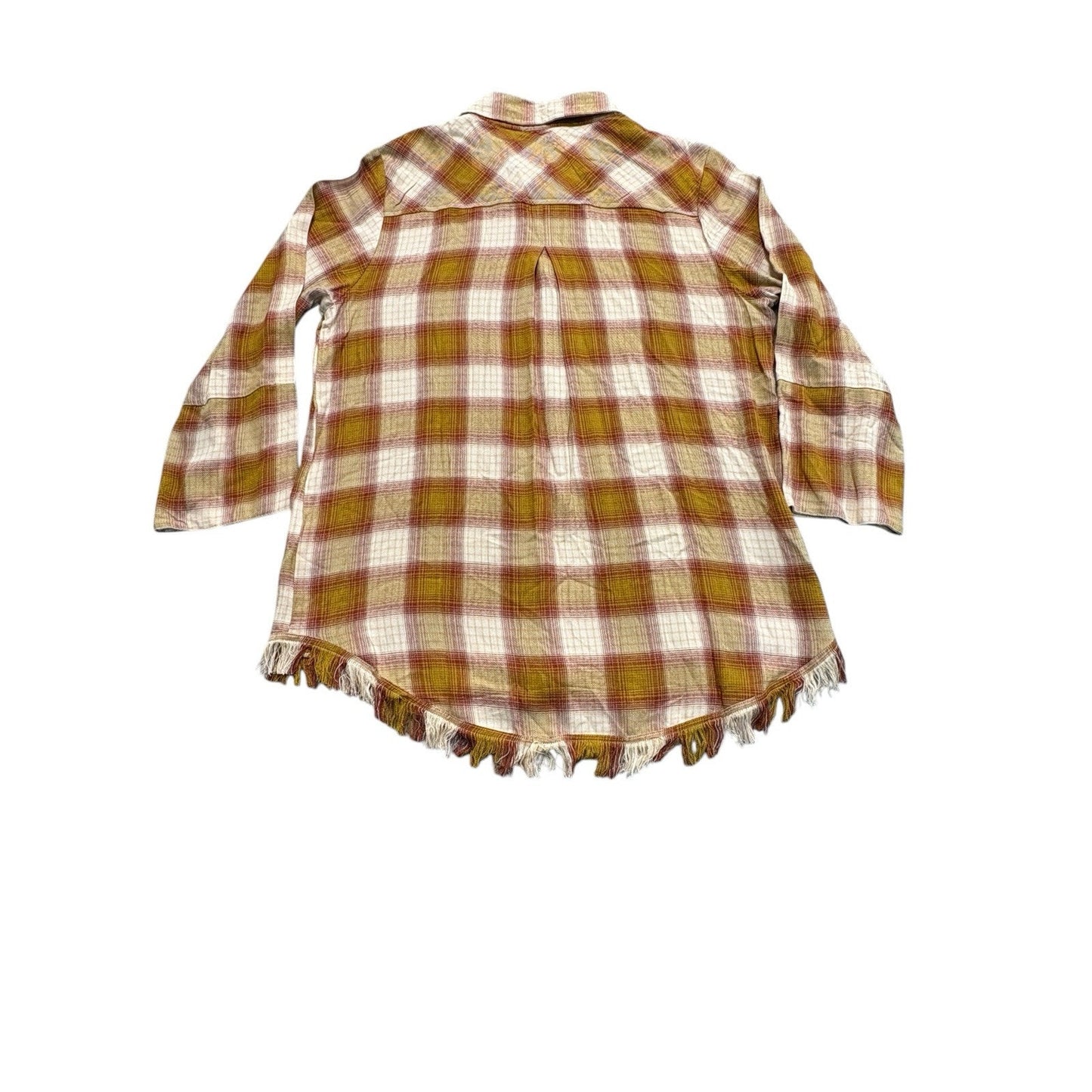 Karyn Seo Old Gold Plaid Hand Made Size Large - NWT Women's Button-Up