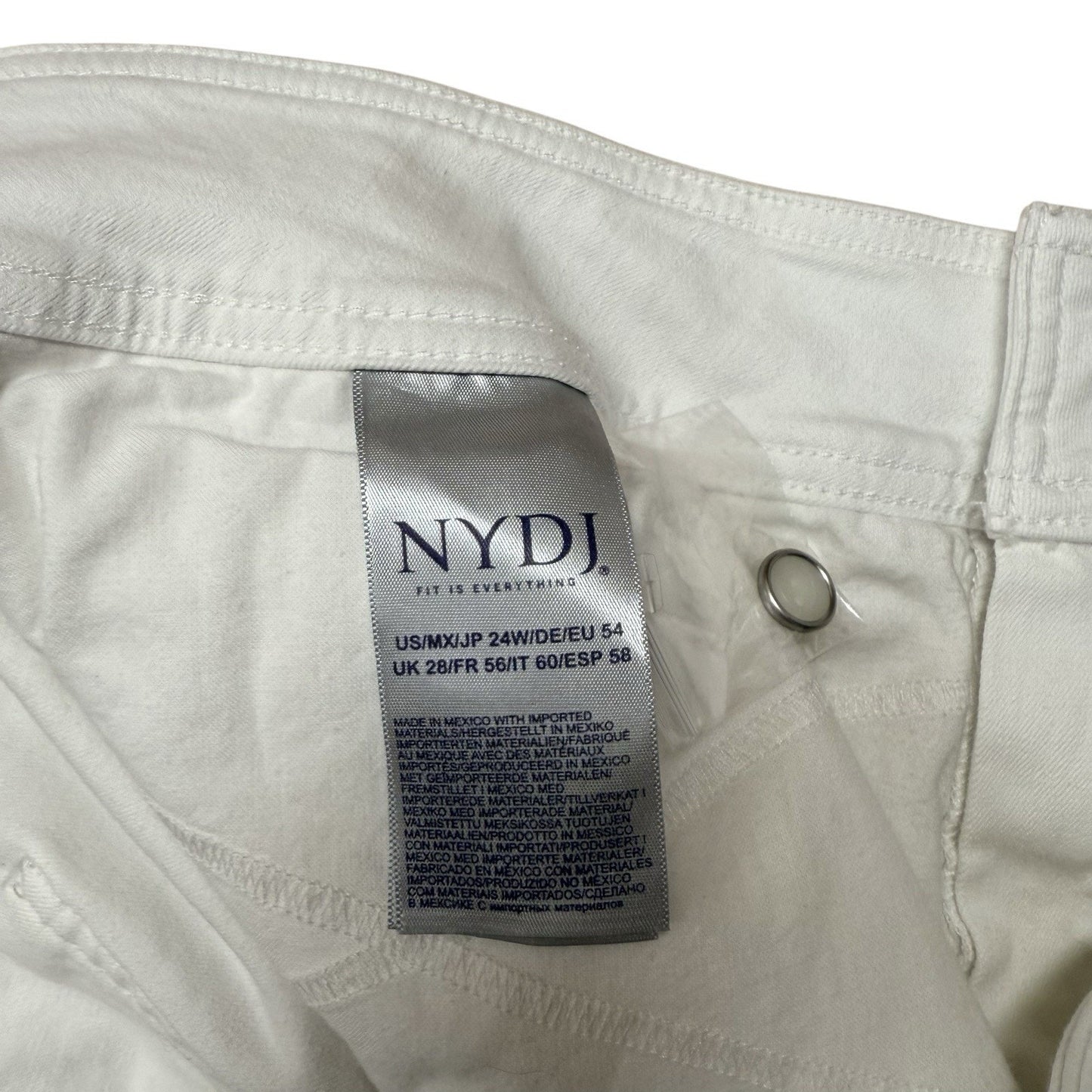 NYDJ Women’s Size 24W White Jeans Lift Tuck Stretch Wide Leg NWT