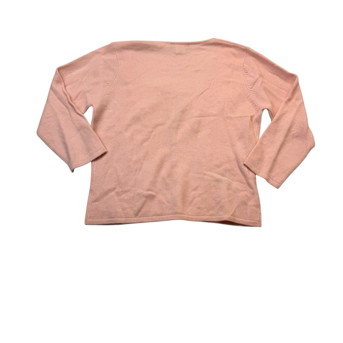White + Warren Cashmere Cardigan Blush Floral Embroidered 3/4 Sleeve Women's