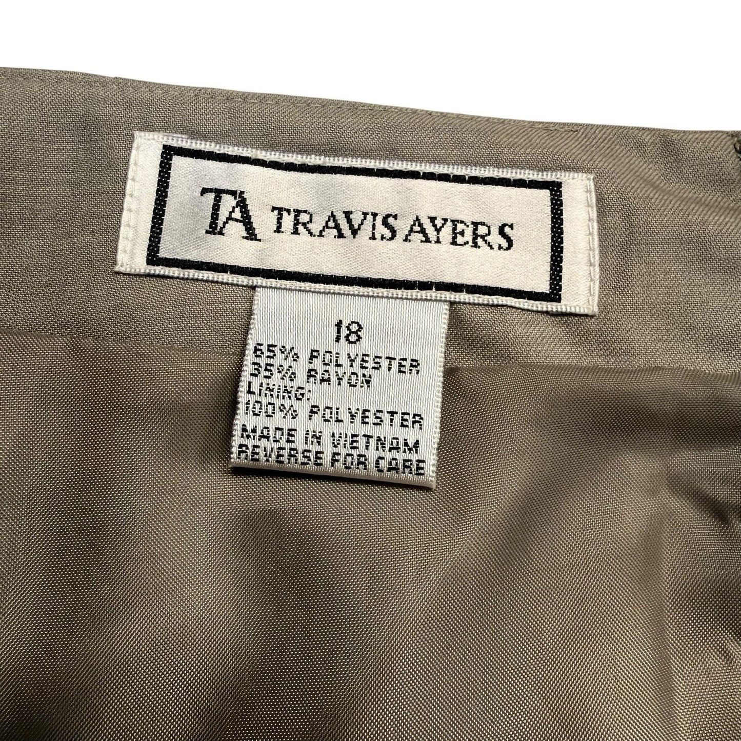 Travis Ayers Women’s Size 18 Wool Blend Skirt Suit Taupe Blazer Set NWT