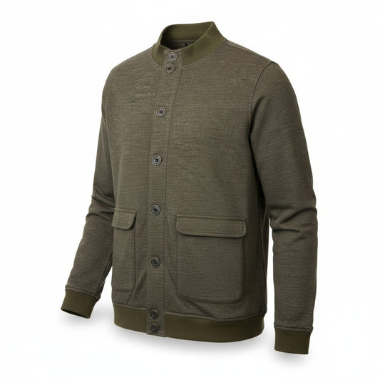 Johnnie-O Men’s Size Large Olive Green Button Front Bomber Jacket Casual Classic