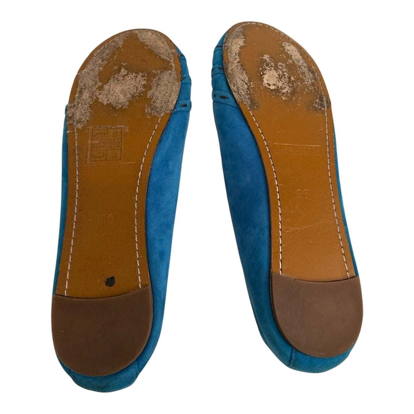 MARC JACOBS Suede Turquoise Jeweled Flats Women’s US 6B Boxed Large Blue Gem Toe Shoes