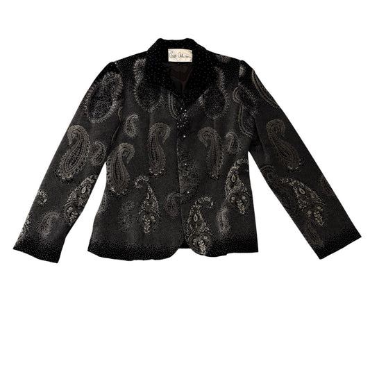 Bill Atkinson Women's Paisley Blazer Jacket Black Size 6 Vintage Y2K