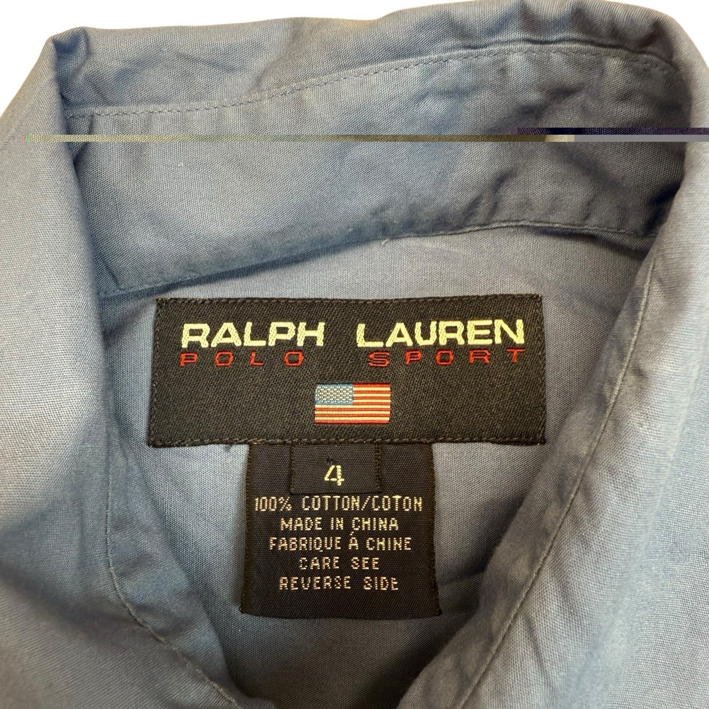 Vintage Polo Ralph Lauren Sleeveless Button-Up Shirt Blue Logo Size 4 Y2K Women's