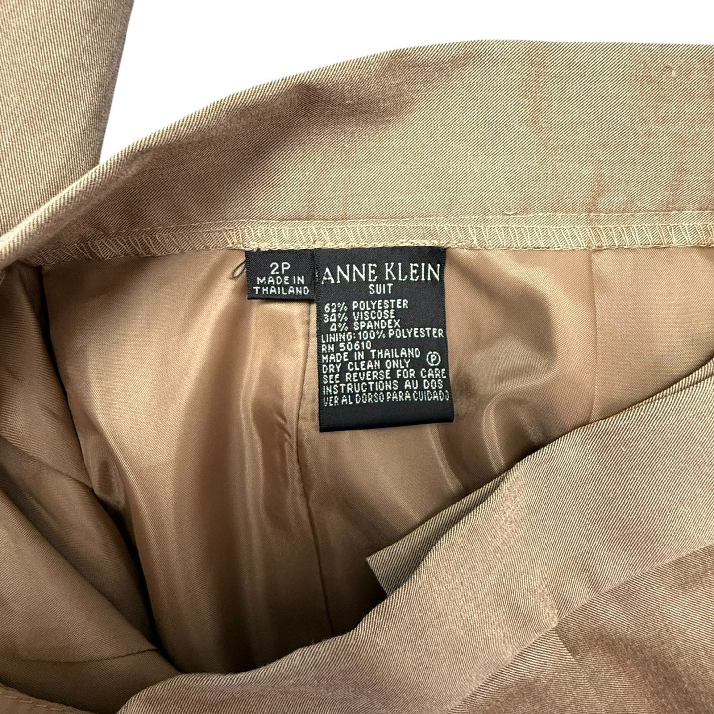 Anne Klein Y2K Beige Blazer Pencil Skirt Suit Set Women’s 2P New