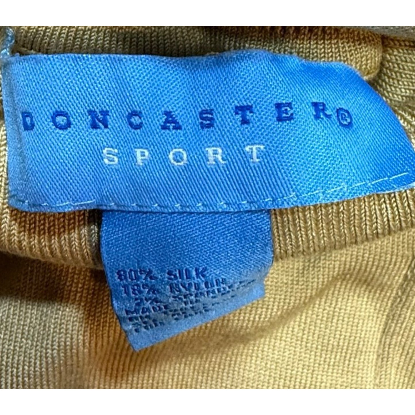 Y2K Doncaster Sport Beige Silk Women's Turtleneck Long Sleeve Blouse Top Size S