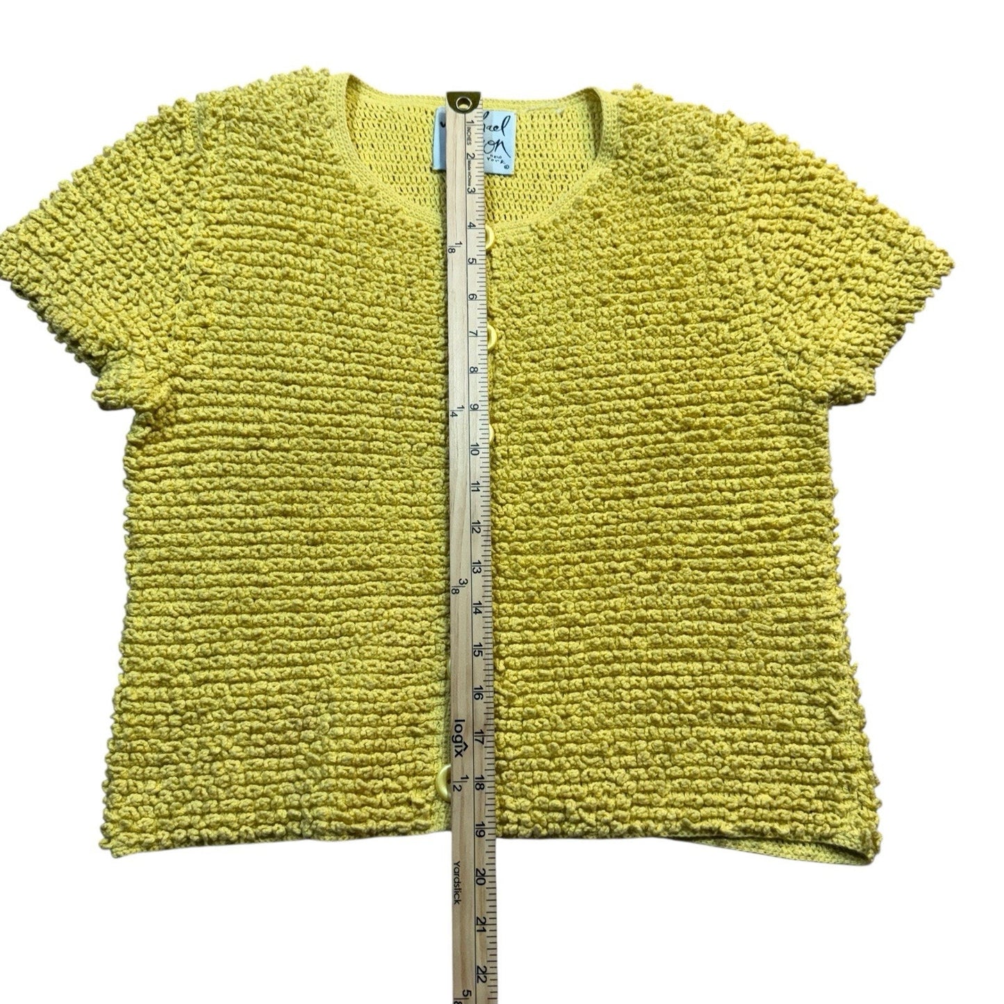 Vintage Michael Simon Sweater Women’s Small Yellow Textured Knit Button Front