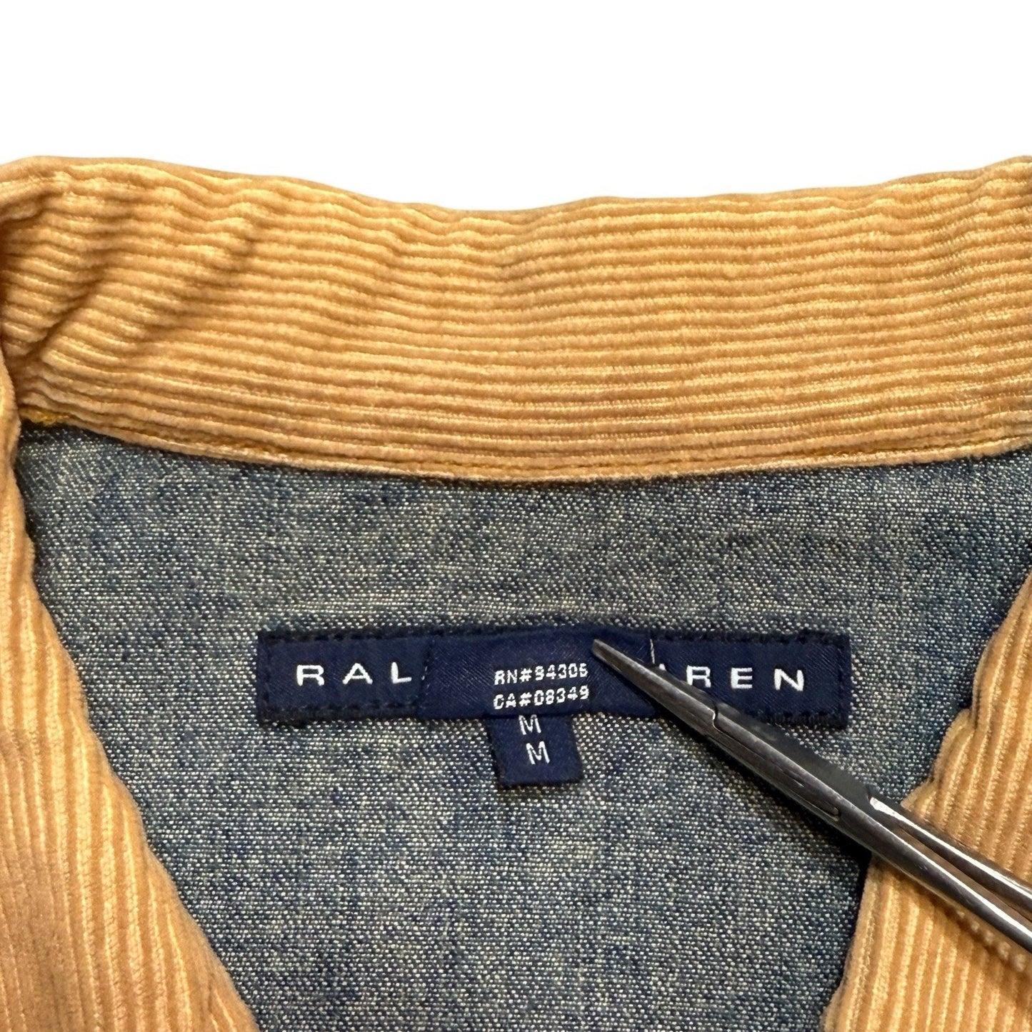Men's Polo Ralph Lauren Blue Jean Denim Flag Jackets Size M Corduroy Collar USA