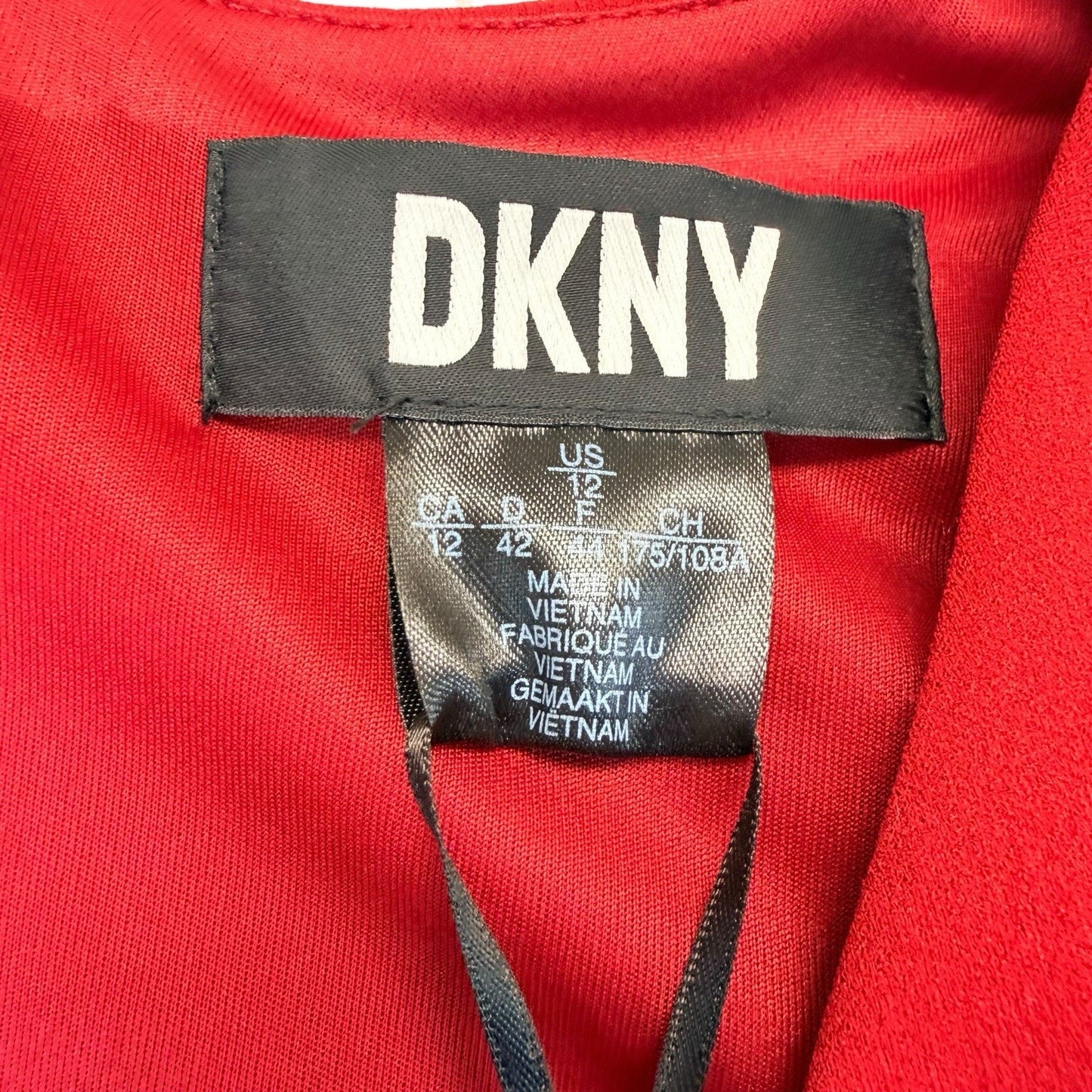 DKNY Red Wrap Dress Long Sleeve Twist Front NWT Size 12 Women's