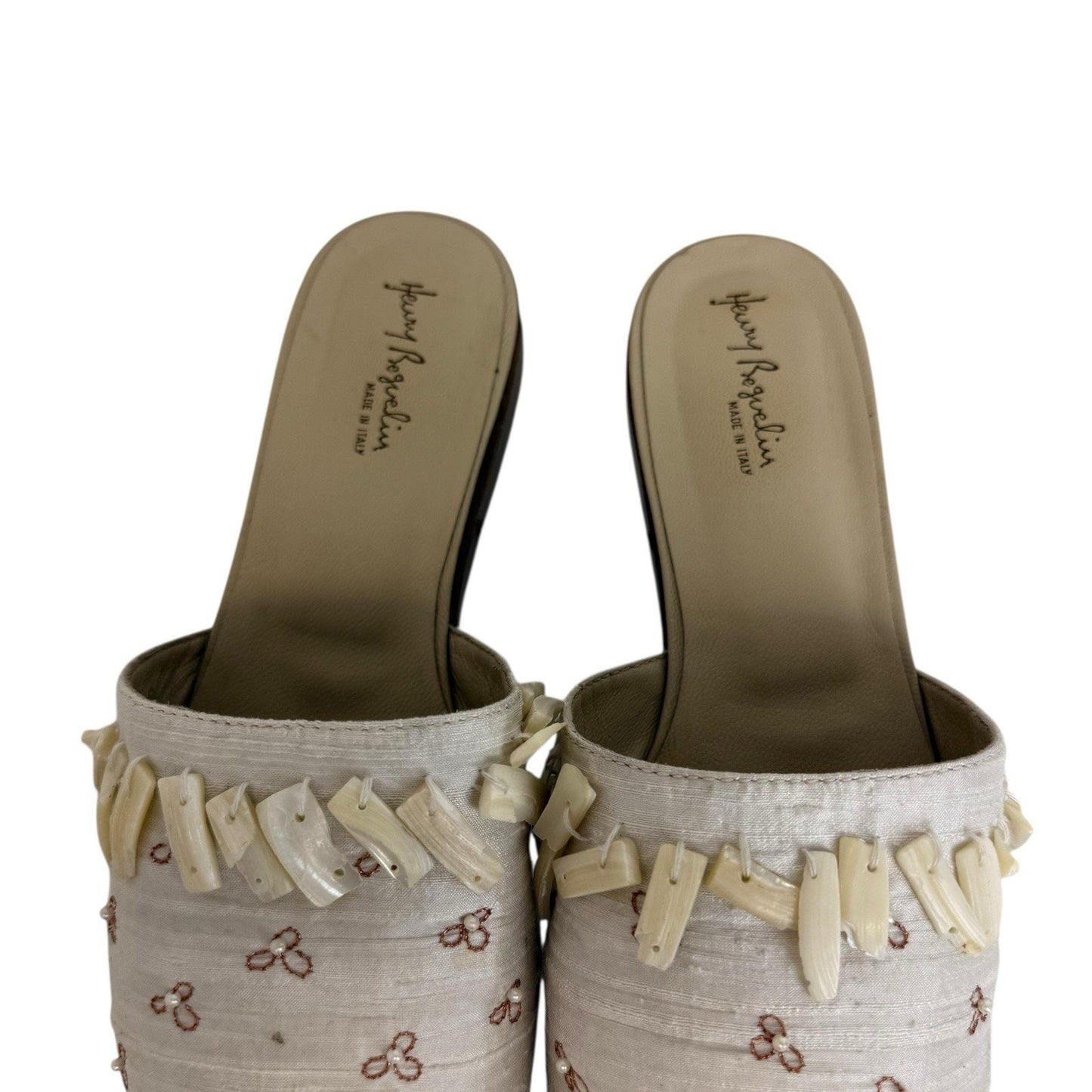 HENRY BEGUELIN Handcrafted Ivory Silk Embroidered Shoes Women’s EU 36.5 (US 6.5)