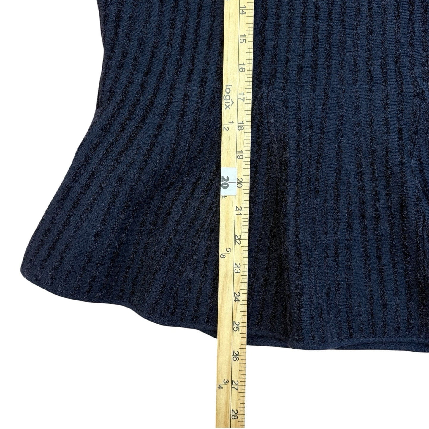 Ann Taylor Navy Knit Peplum Top & Skirt Set Women’s Size L Textured
