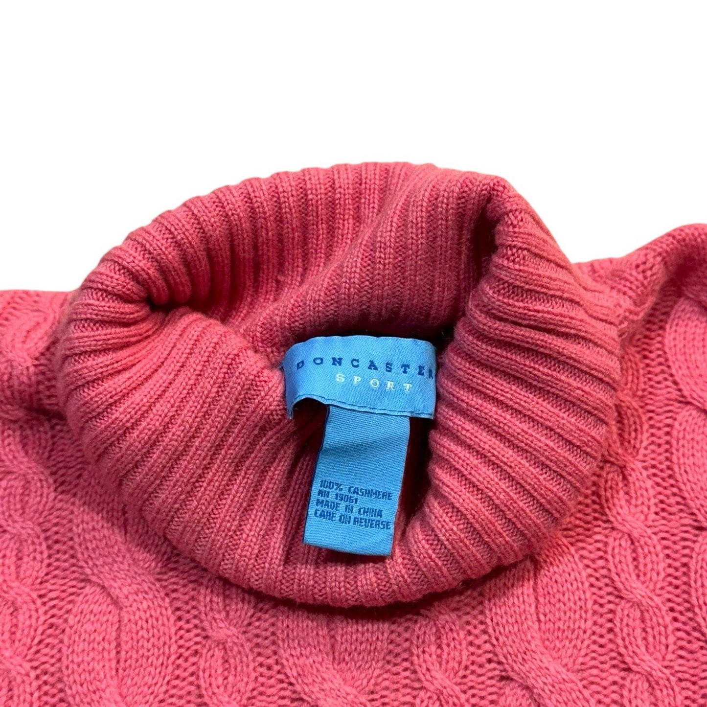 VTG Don Caster Sports Women’s 100% Cashmere Cable Knit Turtleneck Sweater Sz Small Pink