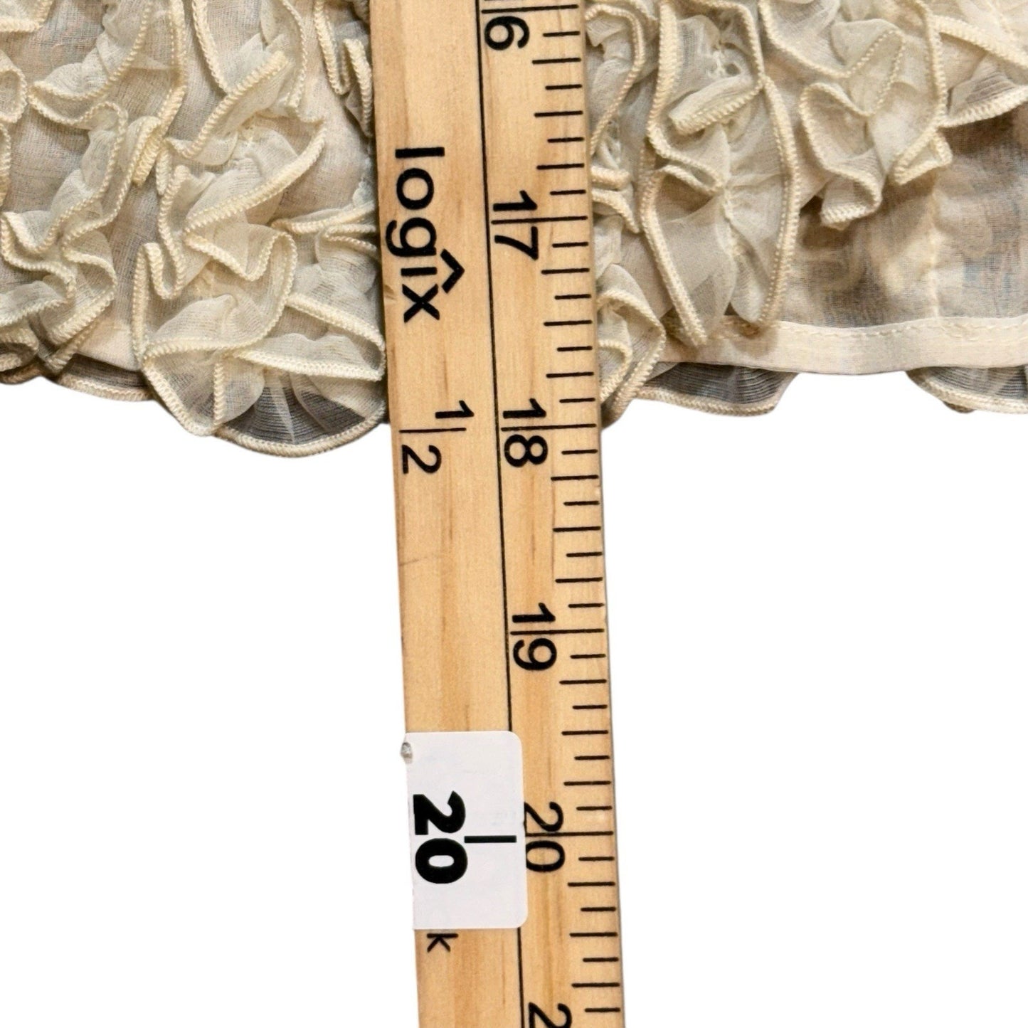 Giorgio Armani Women’s Size 42 Cream Ruffle Sheer Short Sleeve Blouse Top