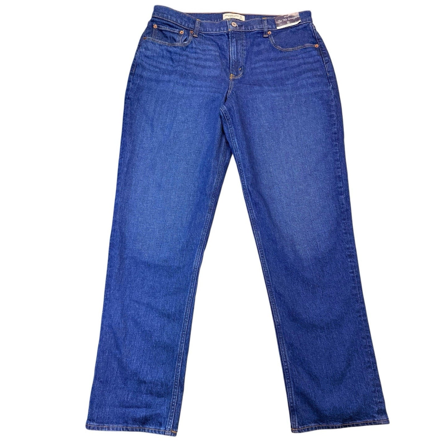 NWT Abercrombie & Fitch Curve Love 90s Straight Jeans Women's 32 Long Mid Rise Y2K
