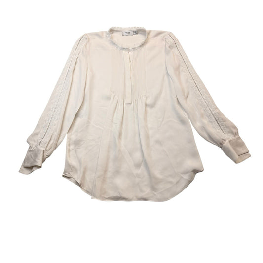 Vintage Per Se Silk Blouse Women’s Size 2 Ivory Lace Trim Early 2000s